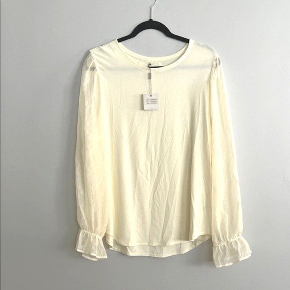 Cupio Cream Long Sleeve Blouse -Size XL - NWT